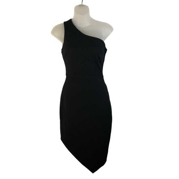 Crystal Sky Black Asymmetrical One Shoulder Bodycon Mini Dress XS - Picture 3 of 5